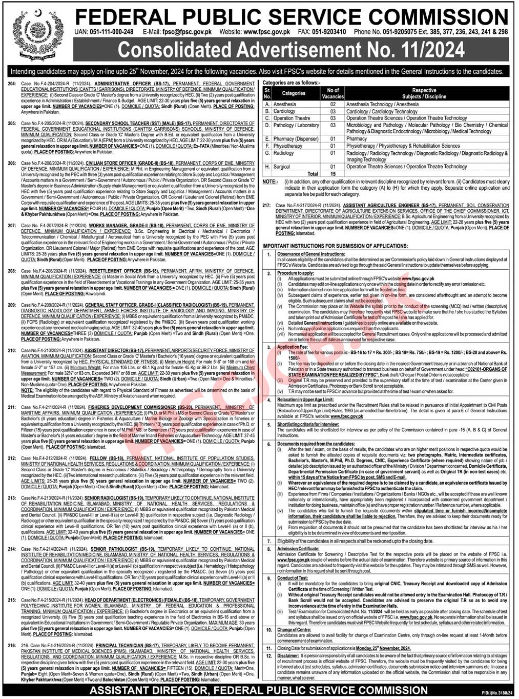 Federal Public Service Commission (FPSC) Jobs 2024 Apply Online fpsc.gov.pk